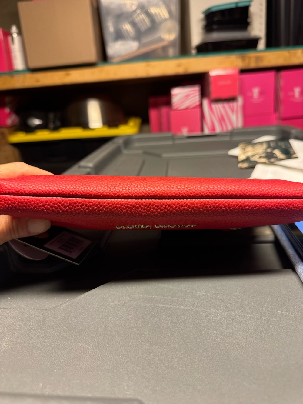 Nanette Lenore Red Pebbled Leather Wristlet Clutch - Stylish Everyday Carry - Picture 3 of 12